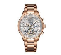 OBLVLO Fashion Business Classic Mechanical Watch Three Window Gentleman Watch Stainless Steel Skeleton Waterproof Watch cm-T, CM-T-PWP, Mechanical