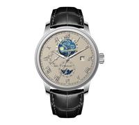 OBLVLO Fashion Mechanical Watch with Starry Star Moonphase Leather Strap Roman Numerals Automatic Complete Calendar AM-FG, AM-FG-YSBL, Tendência
