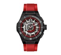 OBLVLO Fashion Mens Black PVD Rubber Strap Automatic Watch Skeleton Dial with Numerals Luminous Waterproof Watches Classic Wristwatch OBL-4B (OBL-4B-BBRR)