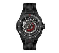 OBLVLO Fashion Mens Black PVD Rubber Strap Automatic Watch Skeleton Dial with Numerals Luminous Waterproof Watches Classic Wristwatch OBL-4B (OBL-4B-BBBR)