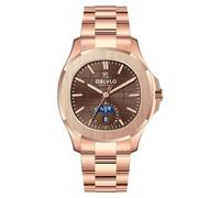 OBLVLO Fashion Mens Square Ball Dial Moonphase Automatic Wratch Luxury 316L Stainless Steel Luminous Rose Gold Bracelet Mechanical Watches FM-SL-DD (FM-SL-DD-POPS)