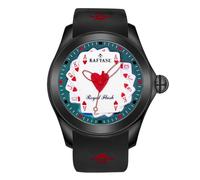 OBLVLO Kafyase Fashion Earth DIal Rubber Band Mechanical Watch for Men 3D Tiger Black PVD Case Waterproof Automatic Sport Watches (KF-AR-05)