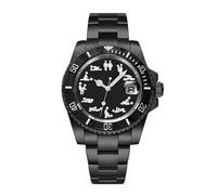 OBLVLO Kafyase Luxury Mens Carbon Fibre Bezel Stainless Steel Mechanical Watch Sapphire Glass Waterproof Automatic Movement Sport Watch for Men (KAF-BNB)