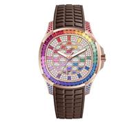 OBLVLO Luxury Brand Crystal Embellished Dial Automatic Watch, Date Display, Baguette Stone Bezel, Rubber Band FM-DSL, Fm-dsl-pcor, Mechanical,Self-winding,Automatic Watch