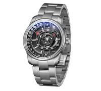 OBLVLO Luxury Designer Forged Carbon Rotor Stainless Steel Fully Automatic Watch Analog Super Luminous Mechanical Watches for Business Men JM-Rotor (JM-Rotor-YBBY)