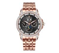 OBLVLO Luxury Men's 316L Stainless Steel Moonphase Automatic Watch Diamond Bezel 24-Hour Multifunction Mechanical Bracelet Watches GCM-MUT, GCM-MUT-PBPS, Modern