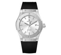 OBLVLO Men's 316L Stainless Steel White dial Waterproof Automatic Movement Classic Watch Black Rubber Band Simple Watches HM-SIM (HM-SIM-YWBR)