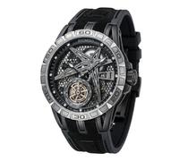 OBLVLO Men's 46mm Machinery Hollow-Out Dial Mechanical Automatic Watch 50m Waterproof Rubber Band Military Watch RD-901, Rd-901-tbbl, Military