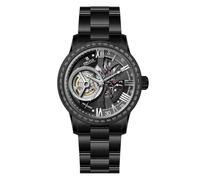 OBLVLO Men's Automatic Watch with Diamond Bezel Hollow-Out Magnifying Glass Synthetic Sapphire Waterproof Mechanical Wristwatch VMQ-S-D, VMQ-D-S-BBBS, Mechanical watch