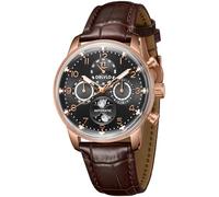 OBLVLO Men's Classic Multifunctional Original Automatic Wristwatch Moon Phase Brown Leather Strap Mechanical Watch for Man IM-MUT-MP (IM-MUT-MP-PBWL)