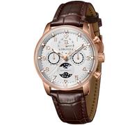 OBLVLO Men's Classic Multifunctional Original Automatic Wristwatch Moon Phase Brown Leather Strap Mechanical Watch for Man IM-MUT-MP (IM-MUT-MP-PWWL)