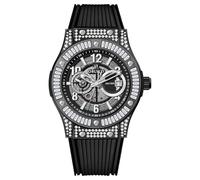 OBLVLO Men's Luxury Mechanical Watch with Diamonds Sport Calendar Miyota Movement Silicone Strap HM-GT-D (HM-GT-D-BBBR)