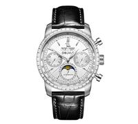 OBLVLO Men's Luxury Moonphase Mechanical Watch Genuine Leather Strap 24-Hour Display Complete Calendar Top Brand GC-SIM (GC-MUT-D-YWBL)