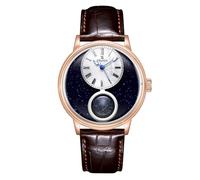 OBLVLO Men's Retro Rose Gold Automatic Watch Miyota Movement Starry Sky 24-Hour Display Leather Strap Classic Mechanical Designer Watch SCM-S (SCM-Stars-PSWL)