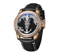 OBLVLO Original Designer Navigator Map Dial Automatic Watch for Men Creative Leather Waterproof Classic Watches Mechanical Movement JM-SS (JM-SS-PBB)