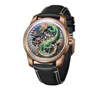 OBLVLO Top Brand Mens Dragon Dial Leather Automatic Watch Designer Luminous Waterproof Transparent Mechanical Watch JM-Dragon (JM-Dragon-PPBL)