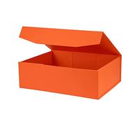 OBMMIRAO Upgrade 1Pcs Orange Extra Large Gift Box with Lid,16.5 x13 x5 Inches, Hard Magnetic Gift Boxes for Presents Wedding Dress Box Storage,Reusable Foldable Bridesmaid Box