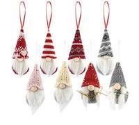 obmwang 8 Pack Christmas Gnomes Ornaments, Swedish Handmade Plush Gnomes Santa Elf Table Ornaments, Hanging Christmas Tree Decorations Home Decor