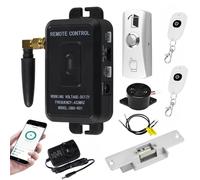 OBO HANDS DC12V TUYA & RF Stand-Alone Door Opener,433Mhz Wireless Remote Control,NC Electric Strike Lock,Metal Exit Button Release for Door Entry Access Control System