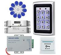 OBO HANDS Full Home Access Control System Kit Set Metal 1000 Users Keypad +DC 12V Electric Drop Lock+12V 3A Power Supply+ Door Exit Button + 10pcs RFID Blue 125KHz Keyfobs (with Electric Drop Lock)