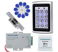 OBO HANDS Full Home Access Control System Kit Set Metal Controller 1000 Users Keypad +DC 12V NC Electric Lock+12V 3A Power Supply+ Door Exit Button + 10pcs RFID Blue 125KHz Keyfobs