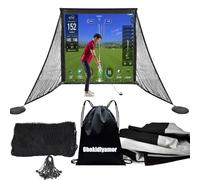 Obokidlyamor Golf Simulator Impact Screens+ Shake Netting Net One Frame- Sim Ball Simulator Impact Display Projection Screen with 10pcs Grommet Ropes (10" Size, Impact Screen+Shank Net)