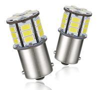 OBOLED P21W LED Bulb 1156 BA15S 382 Super Bright 24SMD 12V/24V for RV Trailer Interior Lights Auto Reverse Light Drl Position Tail Turn Signal Parking Brake Fog Light 6500K White 2Pcs