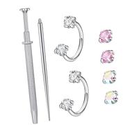 Obotsnoi 8Pieces Complete Nose Piercing Set with Stainless Steel Rings and Practical Insertion Tool Studs for Beginners Jewelry