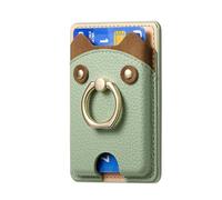 Obotsnoi Adhesive Backing Phone Card Holder With Build In Stand & Bear Design Upgrades For Secure Storage & Organization Thin Sticky Card Pocket For Mobile