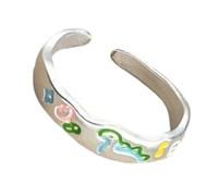 Obotsnoi Adorable Cartoon Dinosaurs Rings Featuring Colorful Stars Flexible Opening Designs Stylish Alloy Accessory For Women Colorful Star Rings
