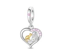 Obotsnoi Adorable Heart Shaped Animal Miniature Pendant Silver Charm Accessory Lightweight Jewelry Accessories Animal Charm Collection