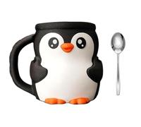 Obotsnoi Cartoon Penguins Shape Ice Cream Cup Sleeve Holder With Antifreeze Handle And Secret Candy Compartment Double Spoons Penguins Themed Party Dessert Tool