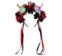 Obotsnoi Colorful Skull With Flower Skeleton Hands Adjustable Halloween Headband For Women Men Kids Costume Parties Decoration Halloween Costume Headbands For Adults Kids