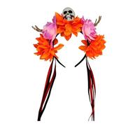 Obotsnoi Colorful Skull With Flower Skeleton Hands Adjustable Halloween Headband For Women Men Kids Costume Parties Decoration Halloween Costume Headbands For Adults Kids