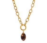 Obotsnoi Contemporary Ombres Pattern Stone Necklace with Coordinating Earrings Simple Elegant Accessories for Daily Wear Stone Necklace Earrings