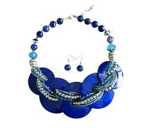Obotsnoi Contemporary Shell Jewelry Ensembles Necklace with Matching Earrings Versatile Wear From Beach to Dinner 125g Premium Chain Comfortable Stone Chain