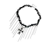 Obotsnoi Dark Aesthetic Resin Crosses Necklace Adjustable Chain Gothic Styles Accessory Elegant Clavicle for Her Versatile Resin Alloy Accessory