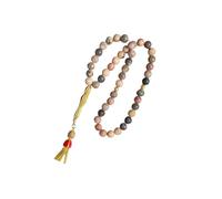 Obotsnoi Elegant Gemstones Bead Wristlet Elastic Cord Gold Tassels Accent Stretch Jewelry For Casual Formal Natural Stone
