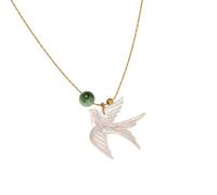 Obotsnoi Elegant Swallow Bead Necklace New Chinese Clavicle Chain User Friendly Alloy Resin Jewelry For Women Daily Wear Anti Allergy Modern Chinese Jewelry