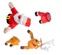 Obotsnoi Festives Animated Santa Reindeer Kicking Decoration With Realistic Crashing Window Scenes For Holiday Homes Decors Santa Reindeer Window Animated Ornament