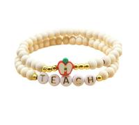 Obotsnoi Handmade Colorful Fruit Wooden Beaded Wristband Teacher Appreciation Jewelry Accessory For Women Educators Wooden Design