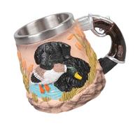 Obotsnoi Hunter Theme Resin Coffee Mug with Dog and Ducks Pattern Drinking Cup with Handle for Gift and Daily Use Earthenware Cup