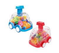 Obotsnoi Interactive Push-and-Release Toy Cars 2PCS Transparent Gear Design For STEM Education & Early Childhood Development Push And Go Car Toy