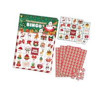 Obotsnoi Large Group Christmas Bingo 34 Card Pack 24 Player Capacity Festive Tree Gift Designs Party Game for All Ages Christmas Bingo Cards Family Game