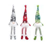 Obotsnoi LED Illuminated Santa Decoration With Knitted Hat Long/Short Legs Gnomes Shape Figurine Handmade Knitted Hat Christmas Figurine