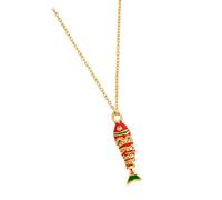 Obotsnoi Minimalist Oil Drip Fishes Pendant Necklace with Adjustable Chain Dainty Neck Chains Everyday Clavicle Chain Jewelry Fishes Pendant Necklace