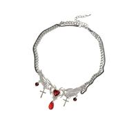 Obotsnoi Multifunctional Heart Pendant Necklace Alloy Texture Adjustable Chain Necklace Suitable for Work or Social Gatherings Gothic Fashion Jewelry