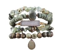 Obotsnoi Natural Stone Adjustable Beads Enhancing Peace And Discipline For Sophisticated Outfit Artistic Jewelry
