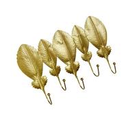 Obotsnoi Nordic Iron Golden Leaf Hook Clothes Hanger Wall Mounted Heavy Duty Holder Rustproof Bathroom Kitchen Decoration Ornamental Iron Wall Hook