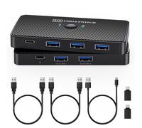 Obotsnoi Portable Double Computer USB3.0 Switching Adapter 5Gbps Rapid File Transfer Compactly ABS Housing Business Travel Companion Speed USB Splitter